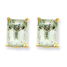 4.2 Carat 14K Gold 9x7 Emerald Green Amethyst Earring