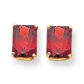 5.8 Carat 14K Gold 9x7mm Emerald Cut Garnet earring