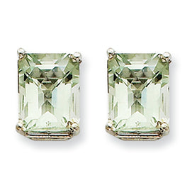 4.2 Carat 14K Goldw 9x7mm Emerald Green Amethyst Earring