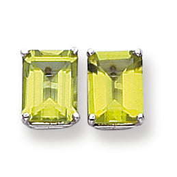 4.6 Carat 14K White Gold 9x7mm Emerald Cut Peridot earring