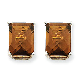 4.2 Carat 14K Goldw 9x7mm Emerald Smokey Quartz Earring