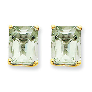 6.1 Carat 14K Gold 10x8 Emerald Green Amethyst Earring