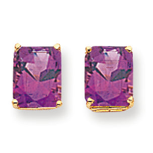 6.3 Carat 14K Gold 10x8mm Emerald Cut Amethyst earring