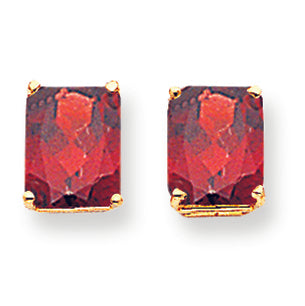 8.6 Carat 14K Gold 10x8mm Emerald Cut Garnet earring