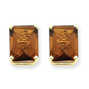 6.1 Carat 14K Gold 10x8 Emerald Smokey Quartz Earring