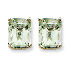 6.1 Carat 14K Goldw 10x8mm Emerald Green Amethyst Earring