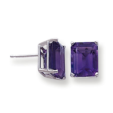 6.3 Carat 14K Gold Amethyst Diamond emerald stud earring