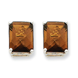 6.2 Carat 14K Goldw 10x8mm Emerald Smokey Quartz Earring
