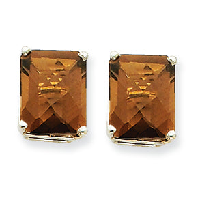6.1 Carat 14K Goldw 10x8mm Emerald Smokey Quartz Earring