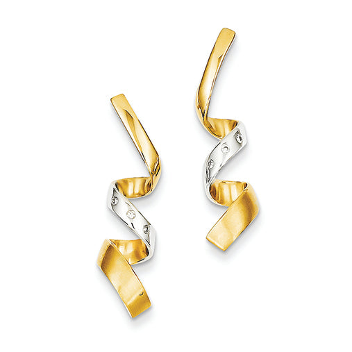 14K Gold Rhodium Diamond Spiral Earrings