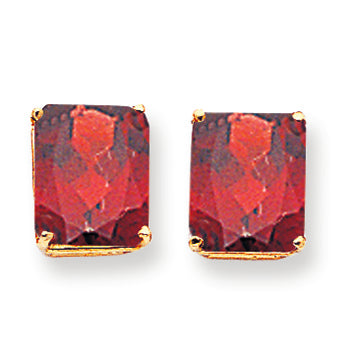 16.3 Carat 14K Gold 12x10mm Emerald Cut Garnet earring