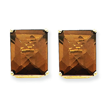11.3 Carat 14K Gold 12x10 Emerald Smokey Quartz Earring