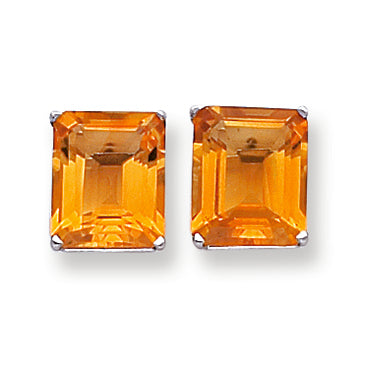 11.4 Carat 14K Gold Citrine Diamond emerald stud earring
