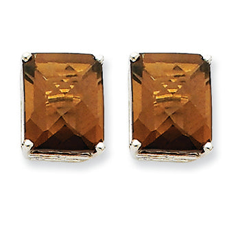 11.4 Carat 14K Goldw 12x10mm Emerald Smokey Quartz Earring