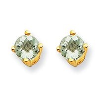 0.5 Carat 14K Gold 4mm Round Green Amethyst Earring