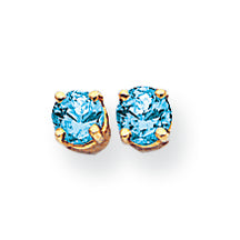 0.6 Carat 14K Gold 4mm Blue Topaz Earrings