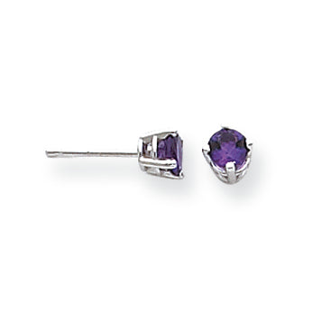 0.5 Carat 14K White Gold 4mm Amethyst Earrings