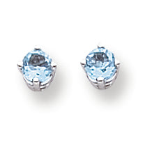 0.6 Carat 14K White Gold 4mm Blue Topaz earring