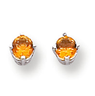 0.5 Carat 14K White Gold 4mm Citrine earring