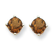 0.6 Carat 14K Goldw 4mm Round Smokey Quartz Earring