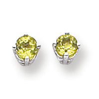 0.6 Carat 14K White Gold 4mm Peridot earring
