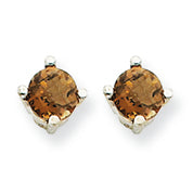 0.5 Carat 14K Goldw 4mm Round Smokey Quartz Earring