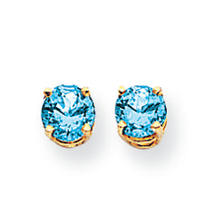 1.4 Carat 14K Gold 5mm Blue Topaz Earrings