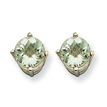 0.9 Carat 14K Goldw 5mm Round Green Amethyst Earring
