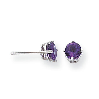0.9 Carat 14K White Gold 5mm Amethyst Earrings