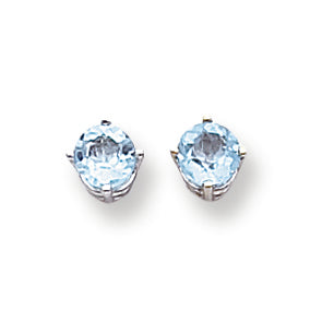 1.4 Carat 14K White Gold 5mm Blue Topaz earring