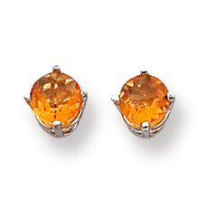 1 Carat 14K White Gold 5mm Citrine earring