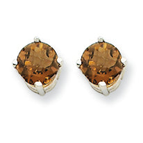 0.9 Carat 14K Goldw 5mm Round Smokey Quartz Earring