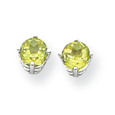 1.2 Carat 14K White Gold 5mm Peridot Earrings