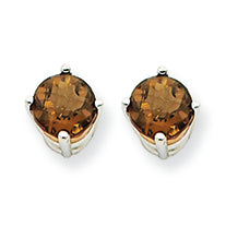 1.1 Carat 14K Goldw 5mm Round Smokey Quartz Earring