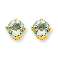 1.6 Carat 14K Gold 6mm Round Green Amethyst Earring