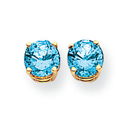 2.2 Carat 14K Gold 6mm Blue Topaz earring