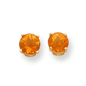 1.6 Carat 14K Gold 6mm Citrine Checker earring