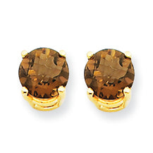 1.6 Carat 14K Gold 6mm Round Smokey Quartz Earring