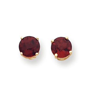 2.1 Carat 14K Gold 6mm Garnet Checker earring