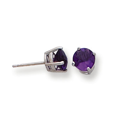 1.6 Carat 14K White Gold 6mm Amethyst Checker earring