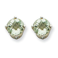 1.6 Carat 14K Goldw 6mm Round Green Amethyst Earring