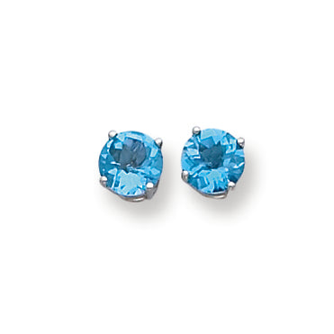2.1 Carat 14K White Gold 6mm Blue Topaz Checker earring