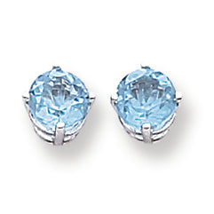 2.2 Carat 14K White Gold 6mm Blue Topaz earring