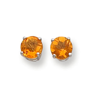 1.6 Carat 14K White Gold 6mm Citrine Checker earring