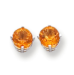 1.6 Carat 14K White Gold 6mm Citrine earring