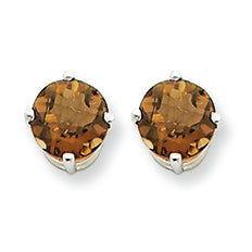 1.6 Carat 14K Goldw 6mm Round Smokey Quartz Earring
