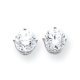 14K White Gold 6mm Cubic Zirconia Earrings