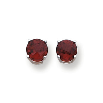 2.1 Carat 14K White Gold 6mm Garnet Checker earring
