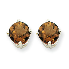 1.7 Carat 14K Goldw 6mm Round Smokey Quartz Earring