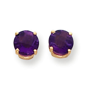 2.5 Carat 14K Gold 7mm Amethyst Checker earring